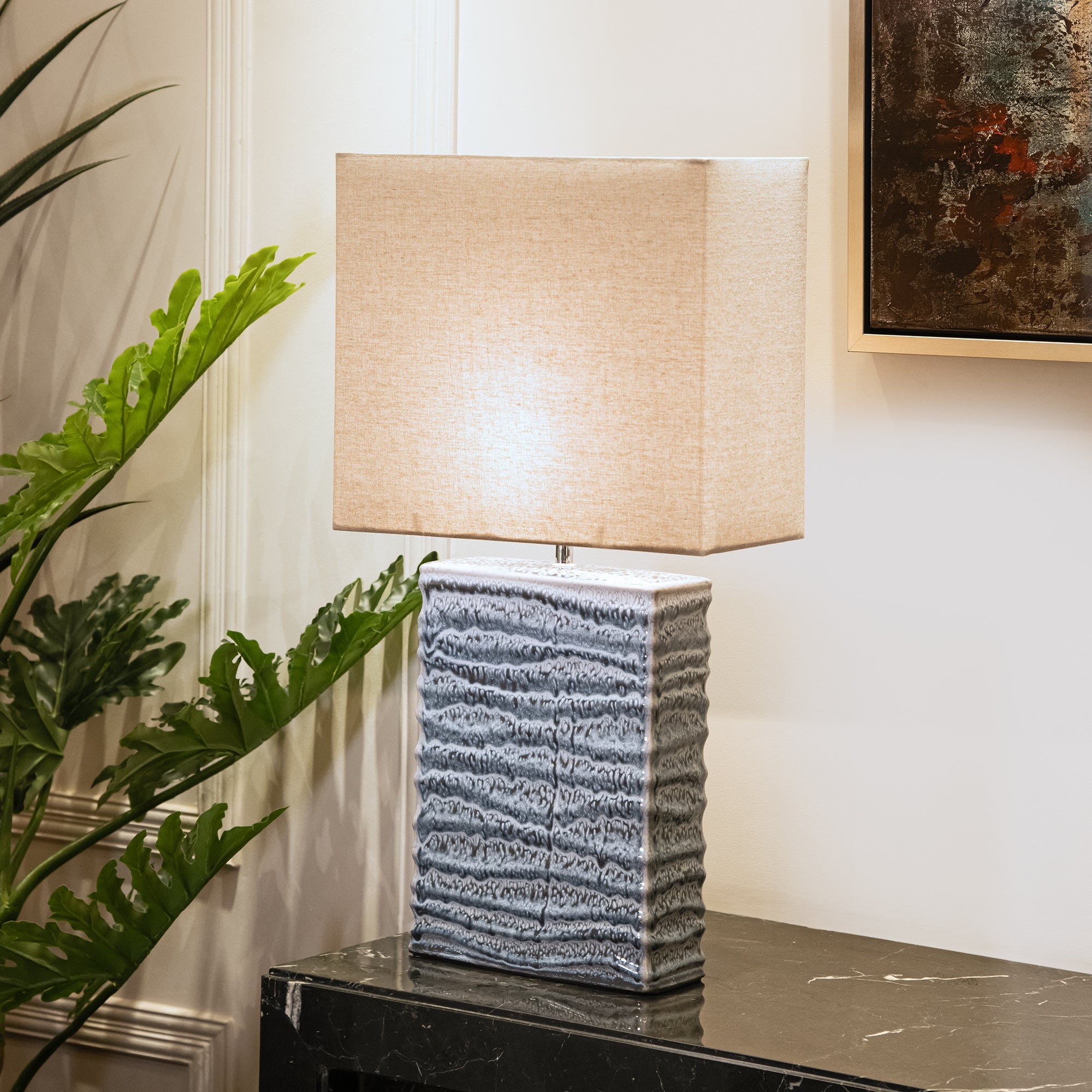 Cascade Grey Ceramic Table Lamp