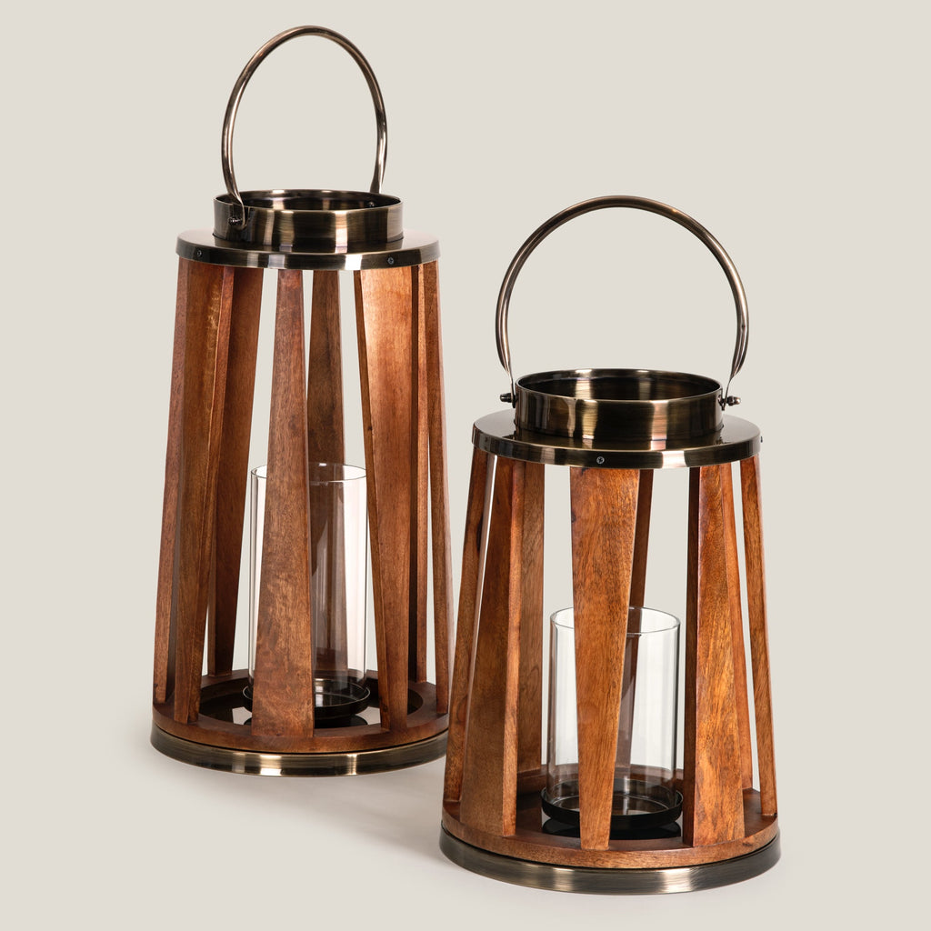 Brio Antique Gold & Brown Lantern L